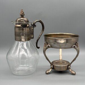 Vintage Elegance Princess House Heritage Silver Plated Coffee Tea Carafe w Stand